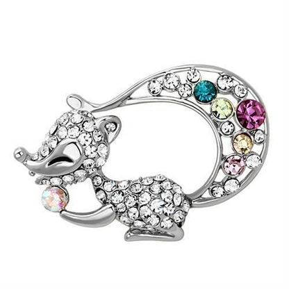 MALO2888 - Imitation Rhodium White Metal Brooches with Top Grade Crystal  in Multi Color
