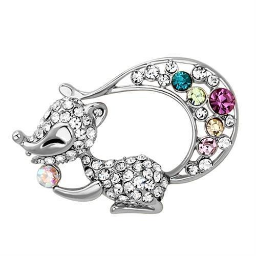 MALO2888 - Imitation Rhodium White Metal Brooches with Top Grade Crystal  in Multi Color