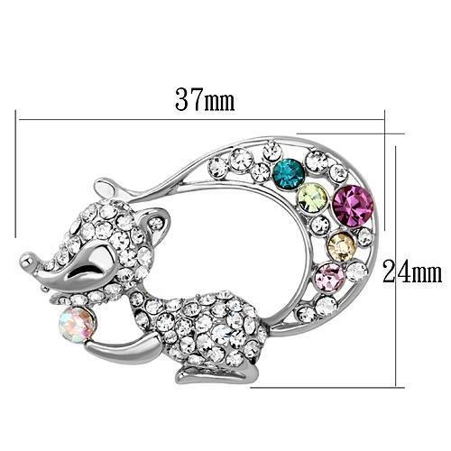 MALO2888 - Imitation Rhodium White Metal Brooches with Top Grade Crystal  in Multi Color