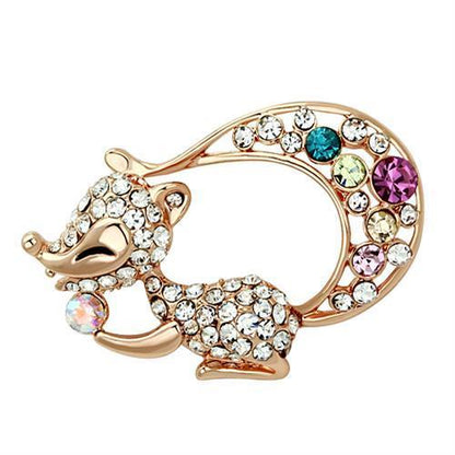 MALO2889 - Flash Rose Gold White Metal Brooches with Top Grade Crystal  in Multi Color