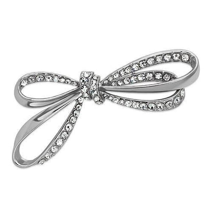 MALO2890 - Imitation Rhodium White Metal Brooches with Top Grade Crystal  in Clear