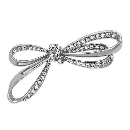 MALO2890 - Imitation Rhodium White Metal Brooches with Top Grade Crystal  in Clear