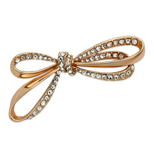 MALO2891 - Flash Rose Gold White Metal Brooches with Top Grade Crystal  in Clear
