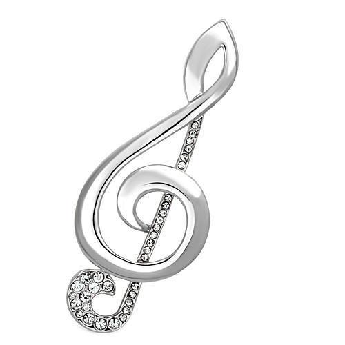 MALO2892 - Imitation Rhodium White Metal Brooches with Top Grade Crystal  in Clear