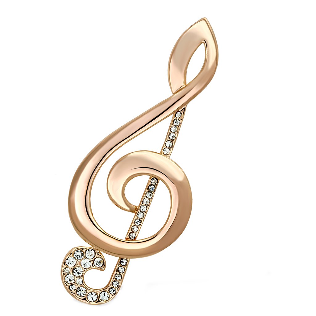 MALO2893 - Flash Rose Gold White Metal Brooches with Top Grade Crystal  in Clear