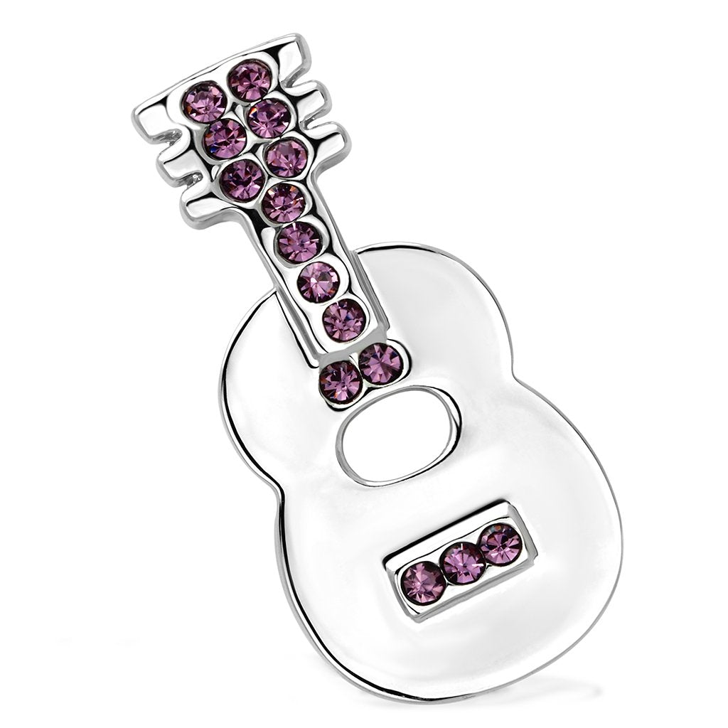 MALO2894 - Imitation Rhodium White Metal Brooches with Top Grade Crystal  in Light Amethyst