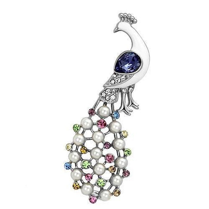 MALO2896 - Imitation Rhodium White Metal Brooches with Top Grade Crystal  in Multi Color