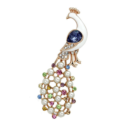 MALO2897 - Flash Rose Gold White Metal Brooches with Top Grade Crystal  in Multi Color