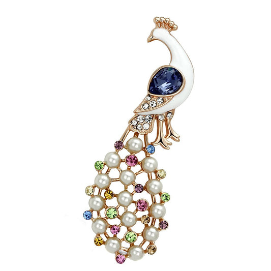 MALO2897 - Flash Rose Gold White Metal Brooches with Top Grade Crystal  in Multi Color