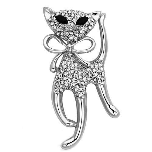 MALO2900 - Imitation Rhodium White Metal Brooches with Top Grade Crystal  in Jet