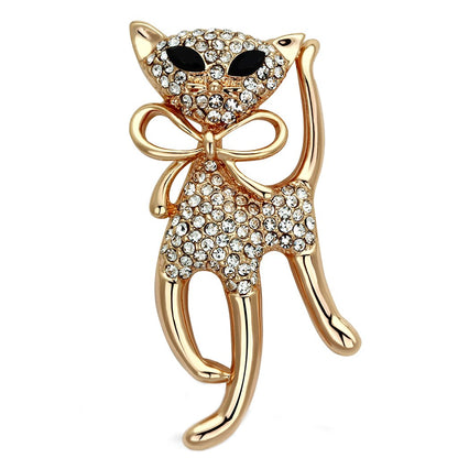 MALO2901 - Flash Rose Gold White Metal Brooches with Top Grade Crystal  in Jet