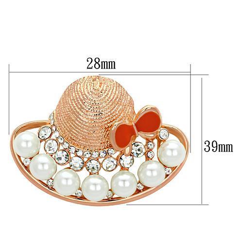 MALO2902 - Flash Rose Gold White Metal Brooches with Synthetic Pearl in White
