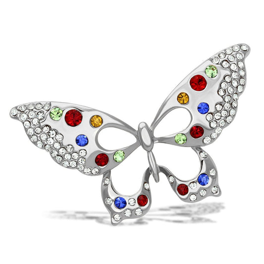 MALO2906 - Imitation Rhodium White Metal Brooches with Top Grade Crystal  in Multi Color