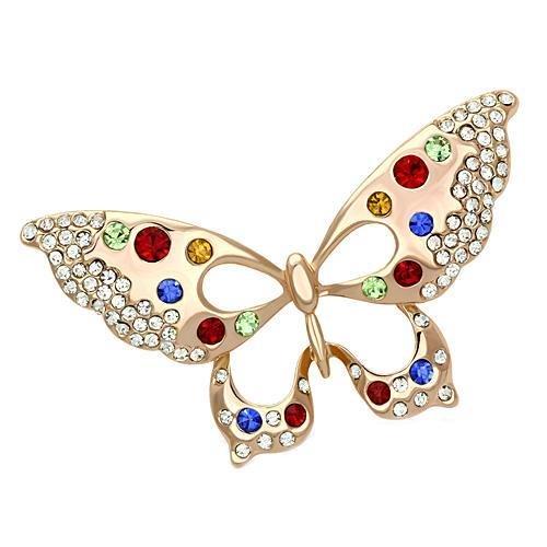 MALO2907 - Flash Rose Gold White Metal Brooches with Top Grade Crystal  in Multi Color