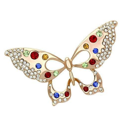 MALO2907 - Flash Rose Gold White Metal Brooches with Top Grade Crystal  in Multi Color