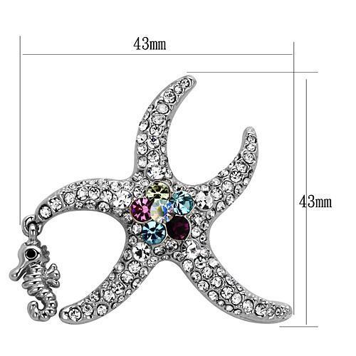 MALO2910 - Imitation Rhodium White Metal Brooches with Top Grade Crystal  in Multi Color