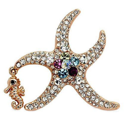 MALO2911 - Flash Rose Gold White Metal Brooches with Top Grade Crystal  in Multi Color