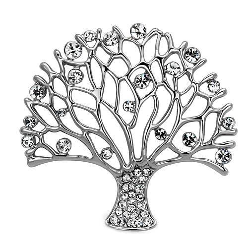 MALO2915 - Imitation Rhodium White Metal Brooches with Top Grade Crystal  in Clear