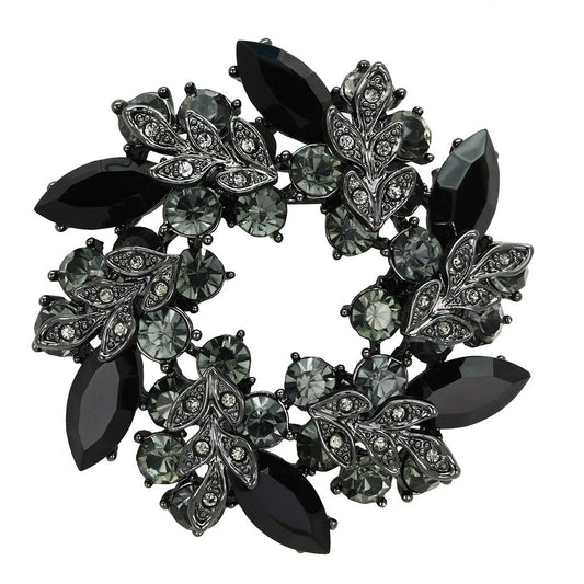 MALO2917 - Ruthenium White Metal Brooches with Top Grade Crystal  in Jet