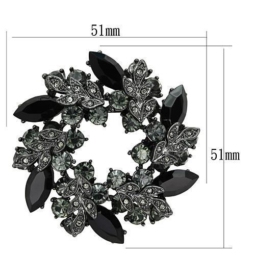 MALO2917 - Ruthenium White Metal Brooches with Top Grade Crystal  in Jet