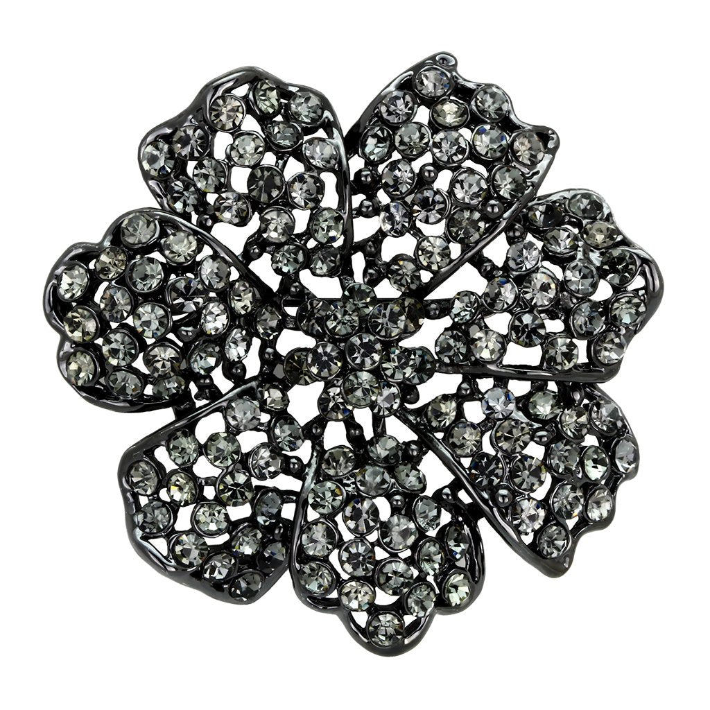 MALO2919 - Ruthenium White Metal Brooches with Top Grade Crystal  in Black Diamond