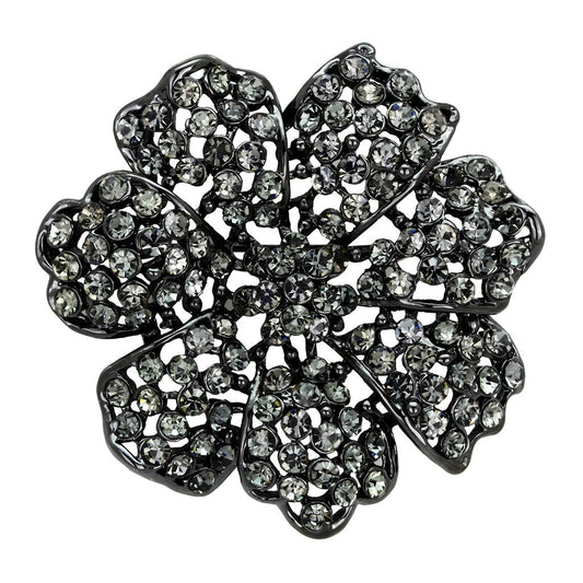 MALO2919 - Ruthenium White Metal Brooches with Top Grade Crystal  in Black Diamond