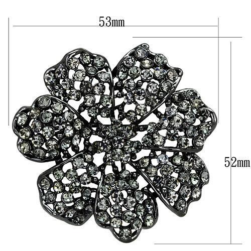 MALO2919 - Ruthenium White Metal Brooches with Top Grade Crystal  in Black Diamond