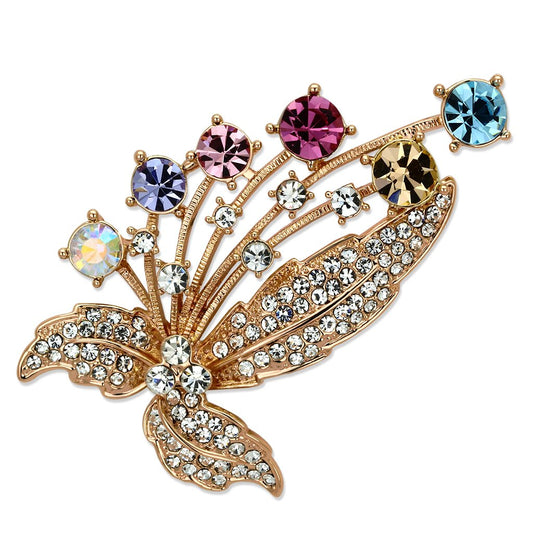 MALO2922 - Flash Rose Gold White Metal Brooches with Top Grade Crystal  in Multi Color