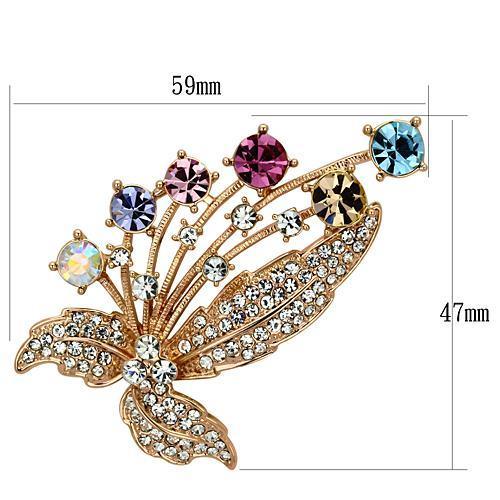 MALO2922 - Flash Rose Gold White Metal Brooches with Top Grade Crystal  in Multi Color