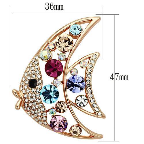 MALO2923 - Flash Rose Gold White Metal Brooches with Top Grade Crystal  in Multi Color