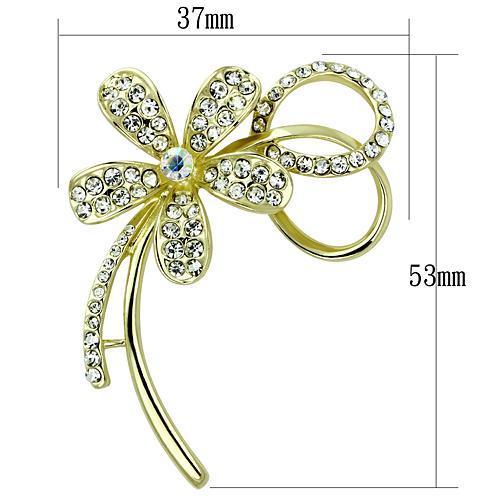 MALO2924 - Flash Gold White Metal Brooches with Top Grade Crystal  in Clear