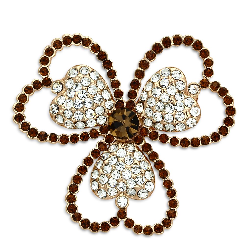 MALO2925 - Flash Rose Gold White Metal Brooches with Top Grade Crystal  in Smoked Quartz