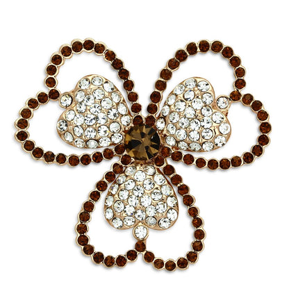 MALO2925 - Flash Rose Gold White Metal Brooches with Top Grade Crystal  in Smoked Quartz