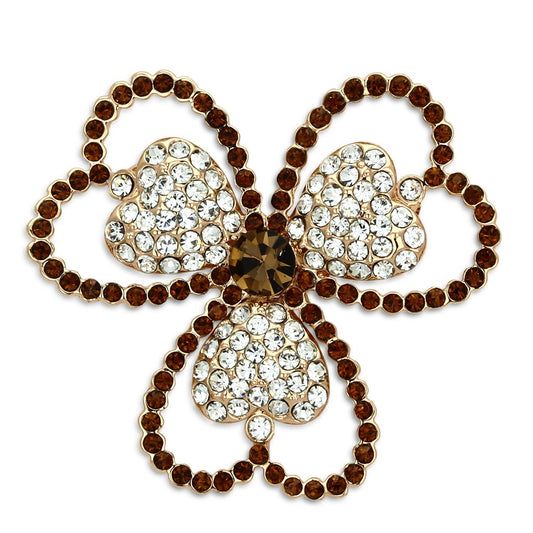 MALO2925 - Flash Rose Gold White Metal Brooches with Top Grade Crystal  in Smoked Quartz
