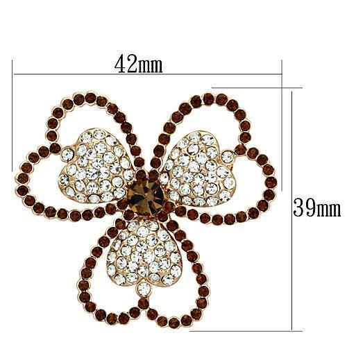 MALO2925 - Flash Rose Gold White Metal Brooches with Top Grade Crystal  in Smoked Quartz