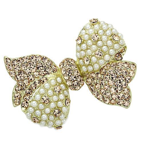 MALO2927 - Flash Gold White Metal Brooches with Synthetic Pearl in White