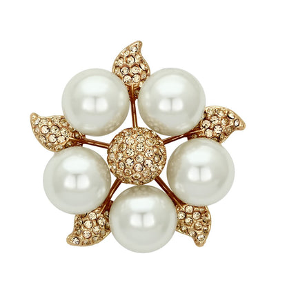 MALO2928 - Flash Rose Gold White Metal Brooches with Synthetic Pearl in White