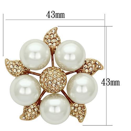 MALO2928 - Flash Rose Gold White Metal Brooches with Synthetic Pearl in White
