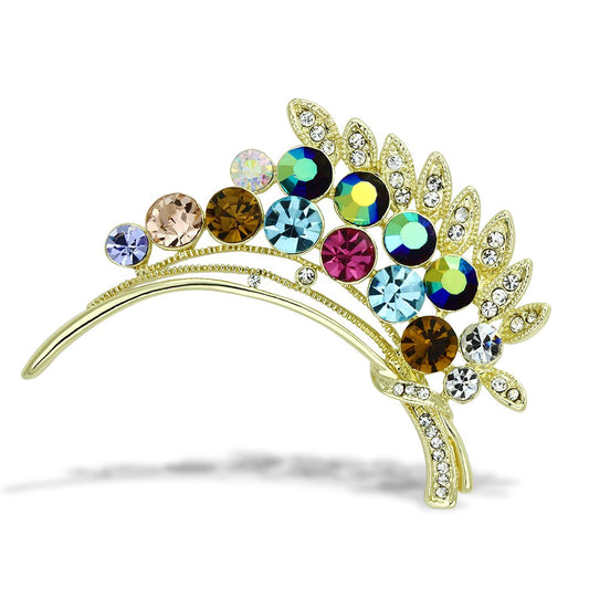 MALO2929 - Flash Gold White Metal Brooches with Top Grade Crystal  in Multi Color