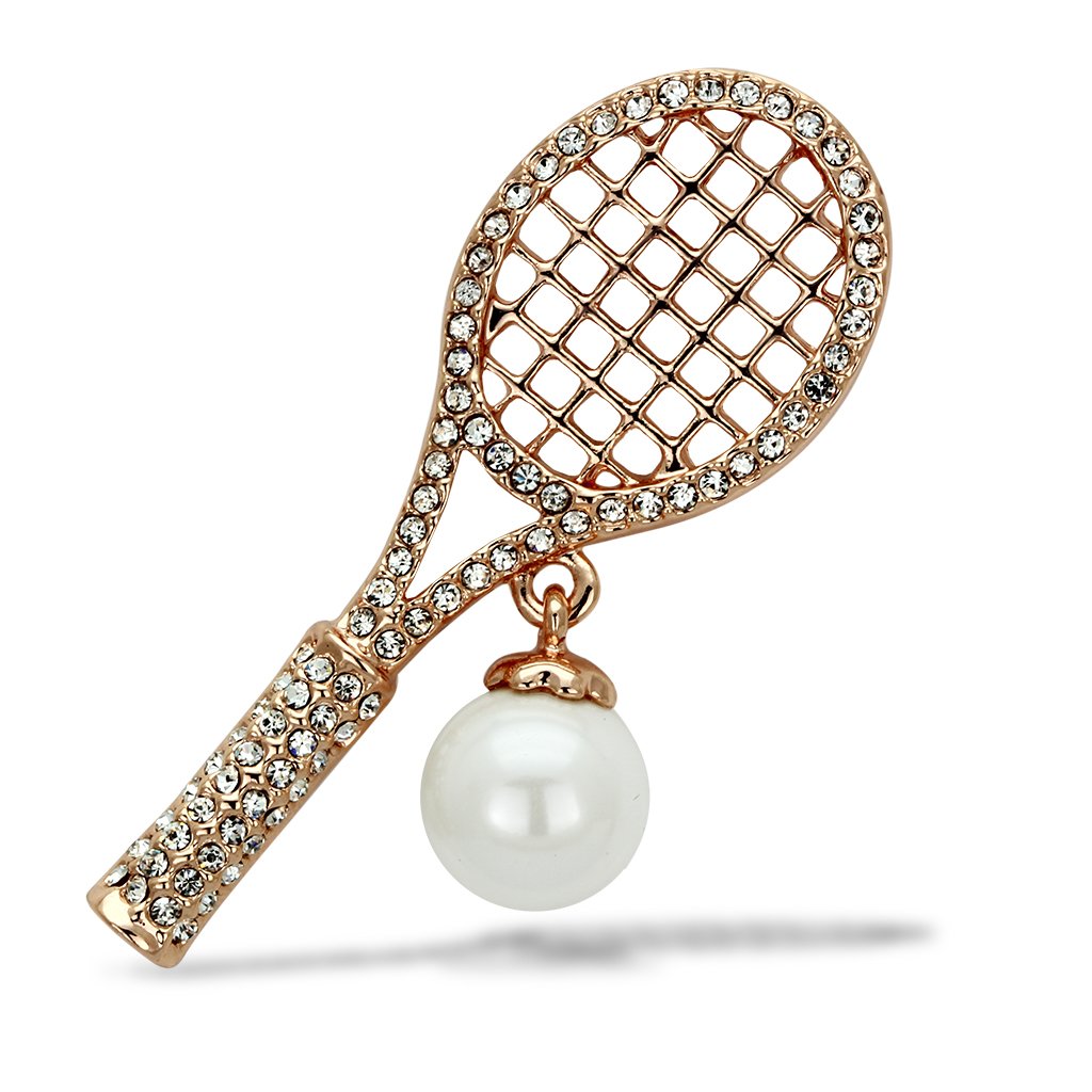 MALO2930 - Flash Rose Gold White Metal Brooches with Synthetic Pearl in White