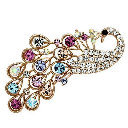 MALO2932 - Flash Rose Gold White Metal Brooches with Top Grade Crystal  in Multi Color
