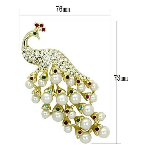 MALO2933 - Flash Gold White Metal Brooches with Synthetic Pearl in White