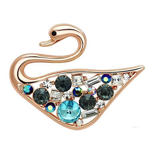 MALO2934 - Flash Rose Gold White Metal Brooches with Top Grade Crystal  in Multi Color