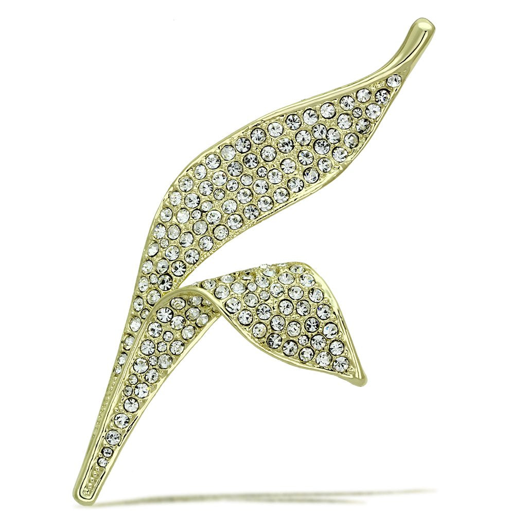 MALO2935 - Flash Gold White Metal Brooches with Top Grade Crystal  in Clear