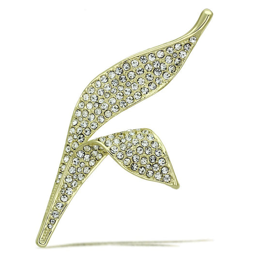 MALO2935 - Flash Gold White Metal Brooches with Top Grade Crystal  in Clear