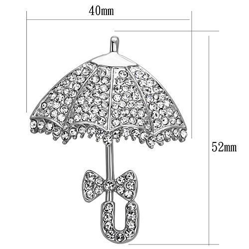 MALO2936 - Imitation Rhodium White Metal Brooches with Top Grade Crystal  in Clear