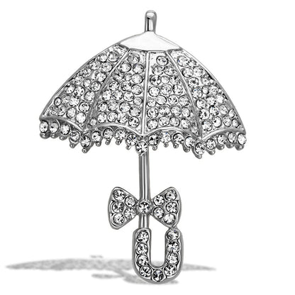 MALO2936 - Imitation Rhodium White Metal Brooches with Top Grade Crystal  in Clear