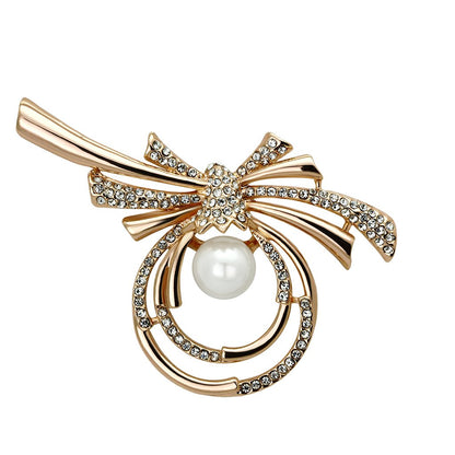 MALO2939 - Flash Rose Gold White Metal Brooches with Synthetic Pearl in White