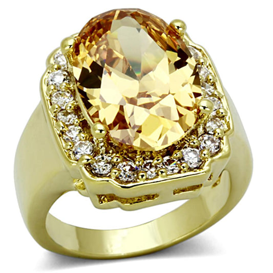 MALO2955 - Gold Brass Ring with AAA Grade CZ  in Topaz