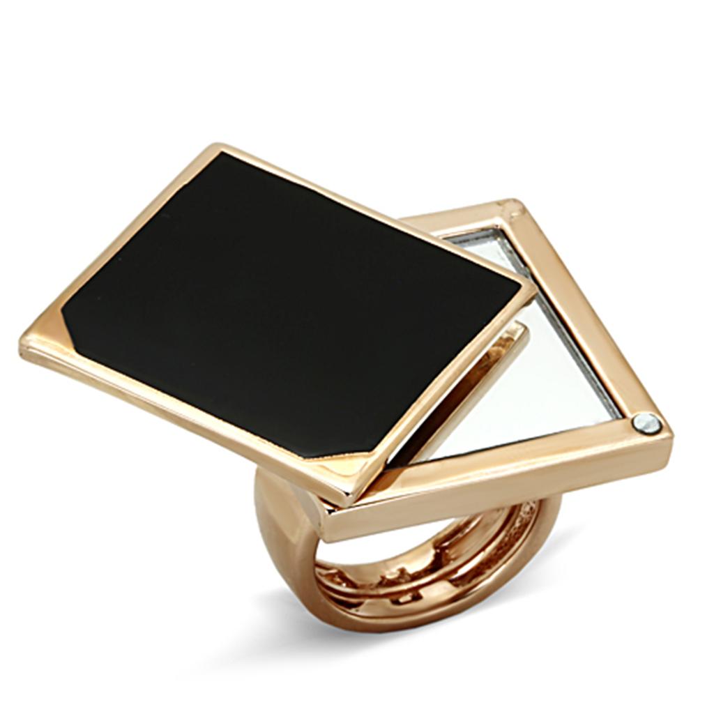 MALO2966 - Rose Gold Brass Ring with Synthetic Synthetic Glass in Clear